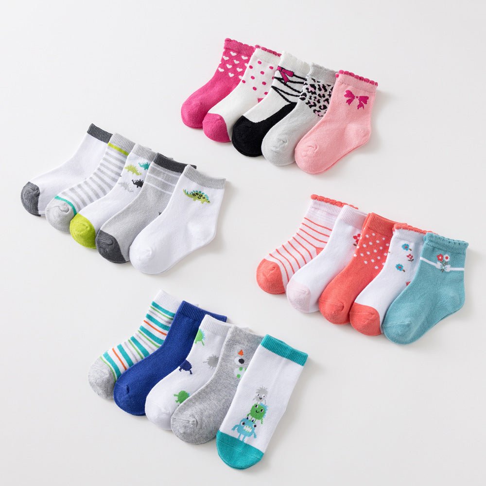 Cute Combed Cotton Socks 5-Pack