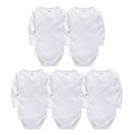 Solid Color Long-sleeved Baby Onesies 5-Pack