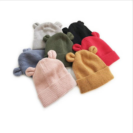 Adorable Childrens Bear Ears Knitted Hat