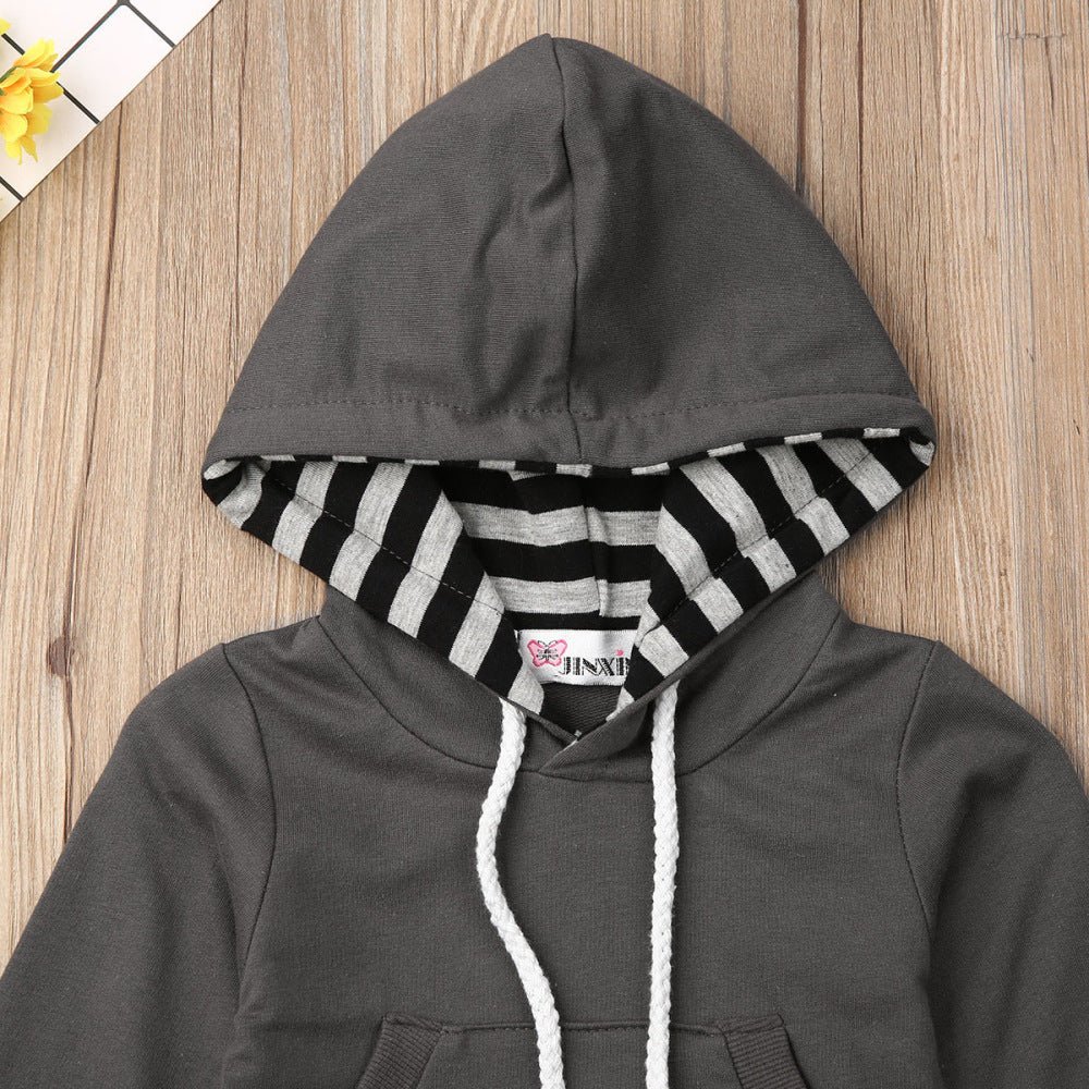 Toddler Hooded Cotton Bodysuit and Striped Pants Set