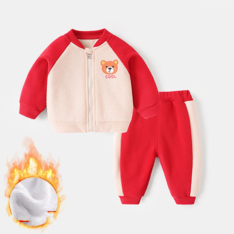 Baby Velvet Padded Pullover & Pants Set