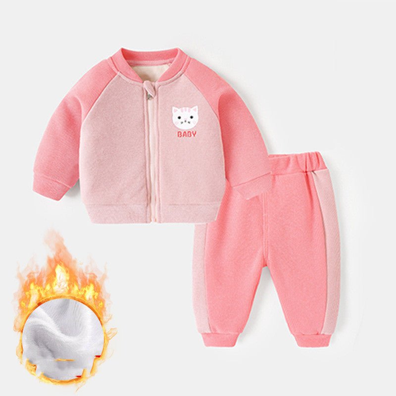 Baby Velvet Padded Pullover & Pants Set