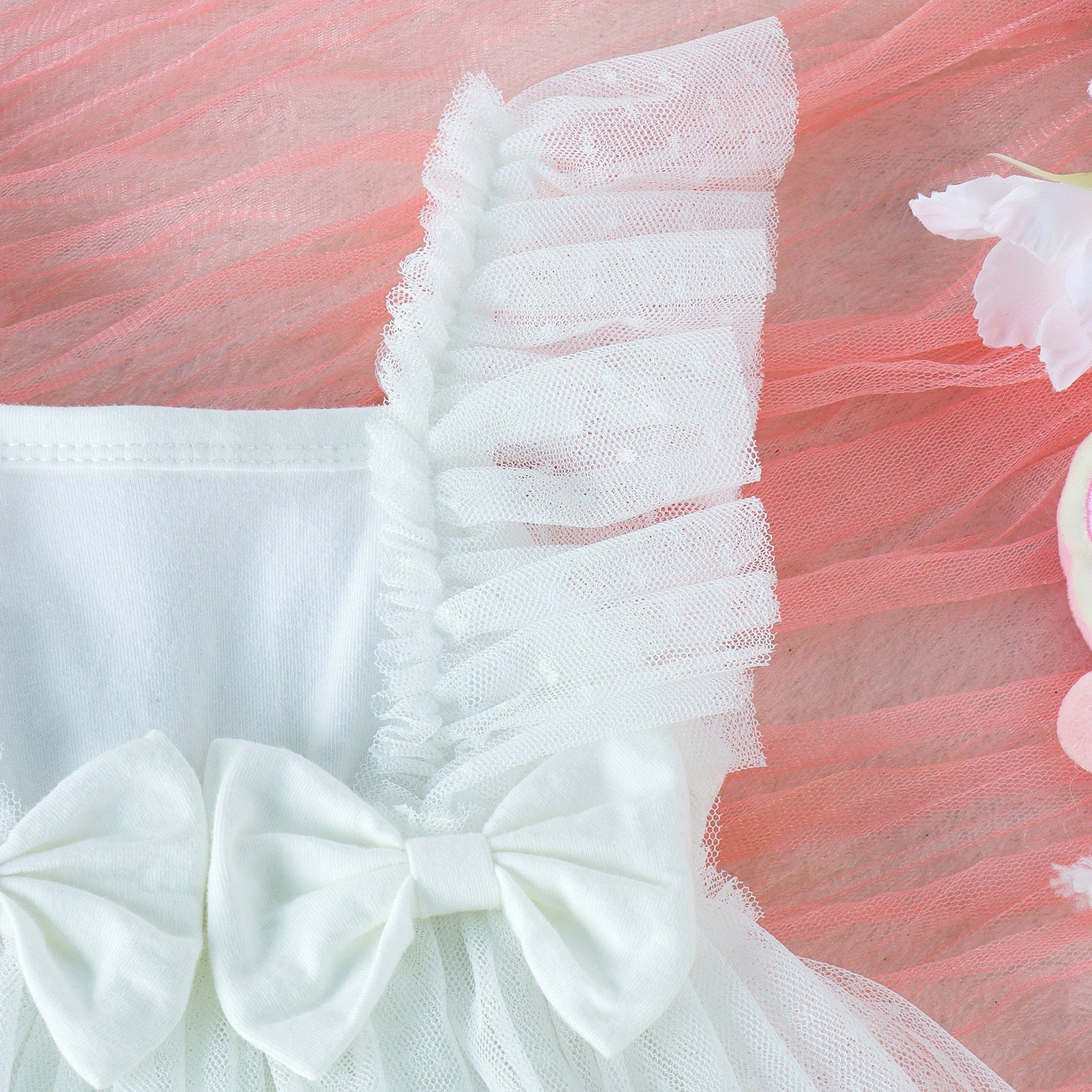 Baby Girl Tulle Romper with Skirt Overlay