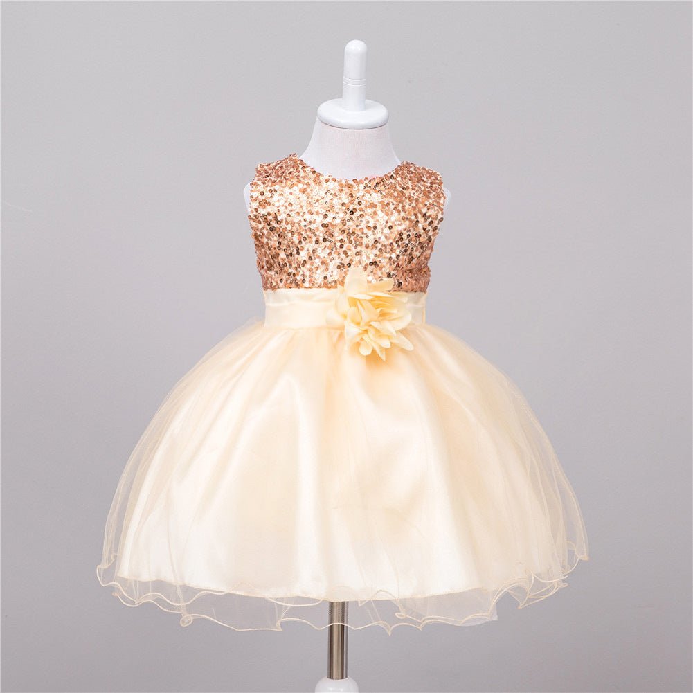 Baby Girl Sequin & Flower Wedding Dress