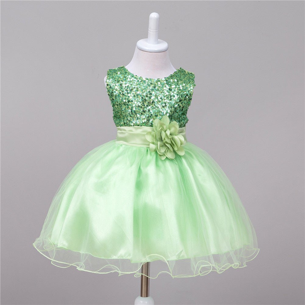 Baby Girl Sequin & Flower Wedding Dress