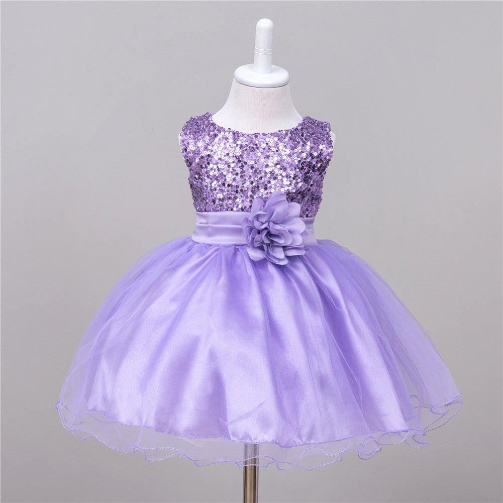 Baby Girl Sequin & Flower Wedding Dress