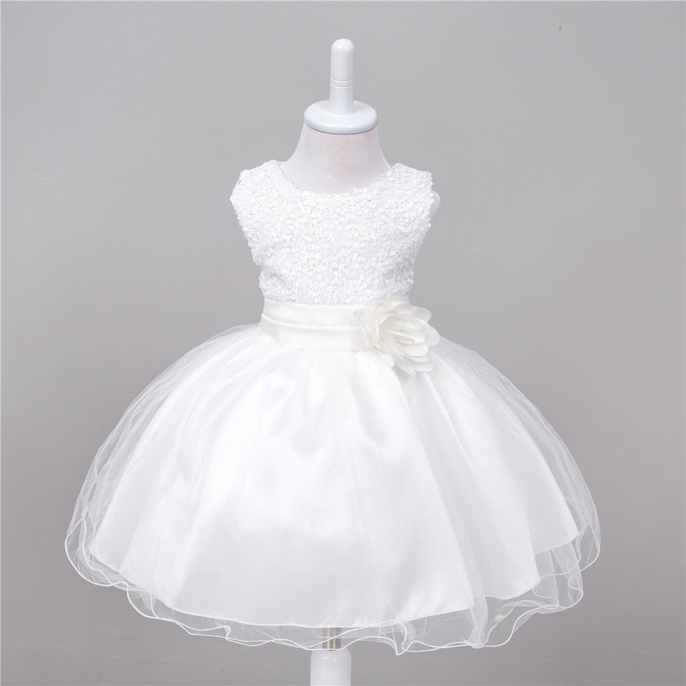 Baby Girl Sequin & Flower Wedding Dress