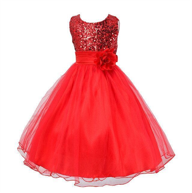 Baby Girl Sequin & Flower Wedding Dress