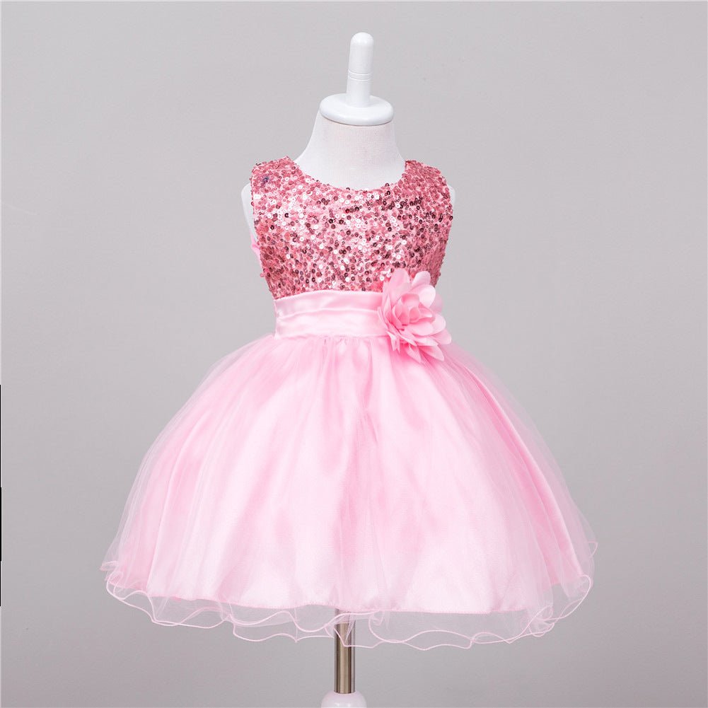 Baby Girl Sequin & Flower Wedding Dress