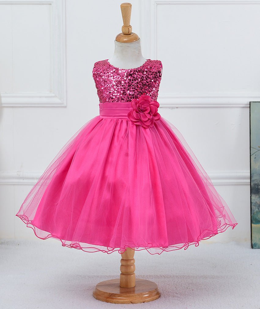 Baby Girl Sequin & Flower Wedding Dress