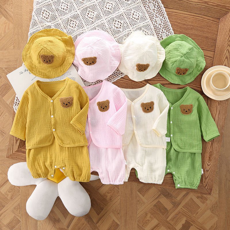 Baby Girl Summer Gauze Suit with Hat