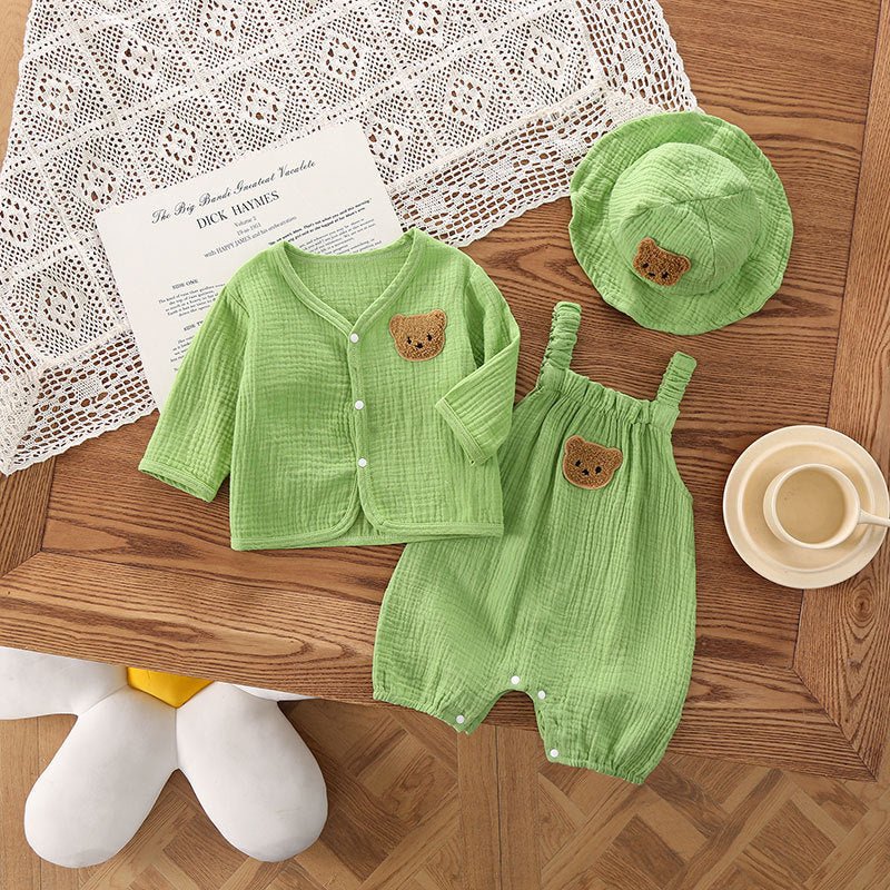 Baby Girl Summer Gauze Suit with Hat