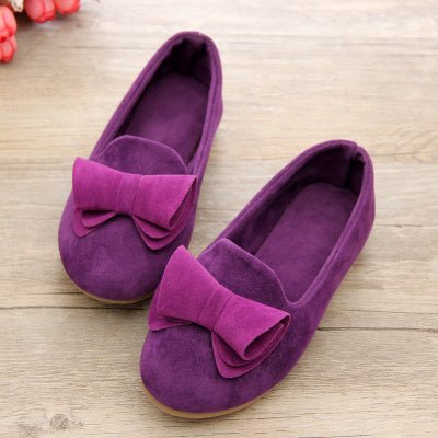 Girls Bow Charm Velvet Flats