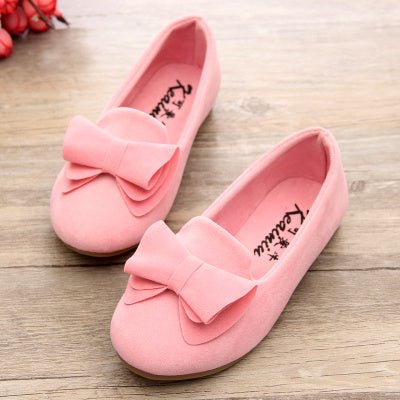 Girls Bow Charm Velvet Flats