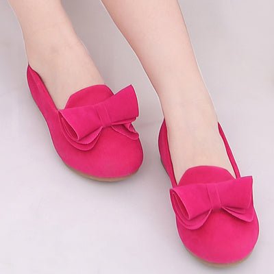 Girls Bow Charm Velvet Flats