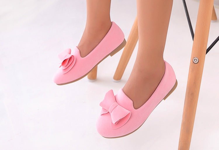 Girls Bow Charm Velvet Flats