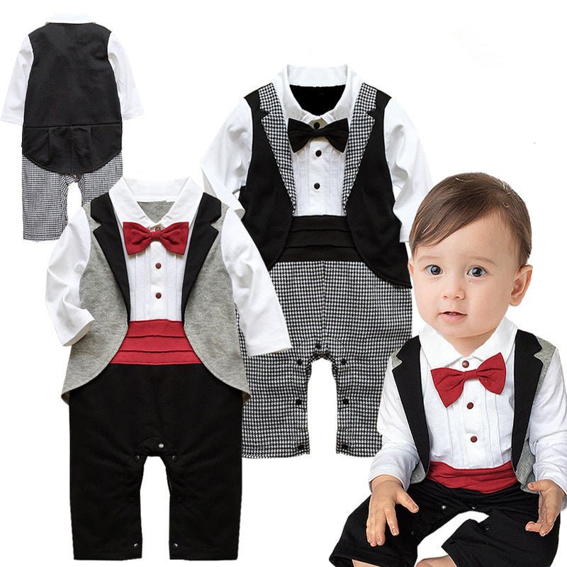 Boys' long-sleeved gentleman romper