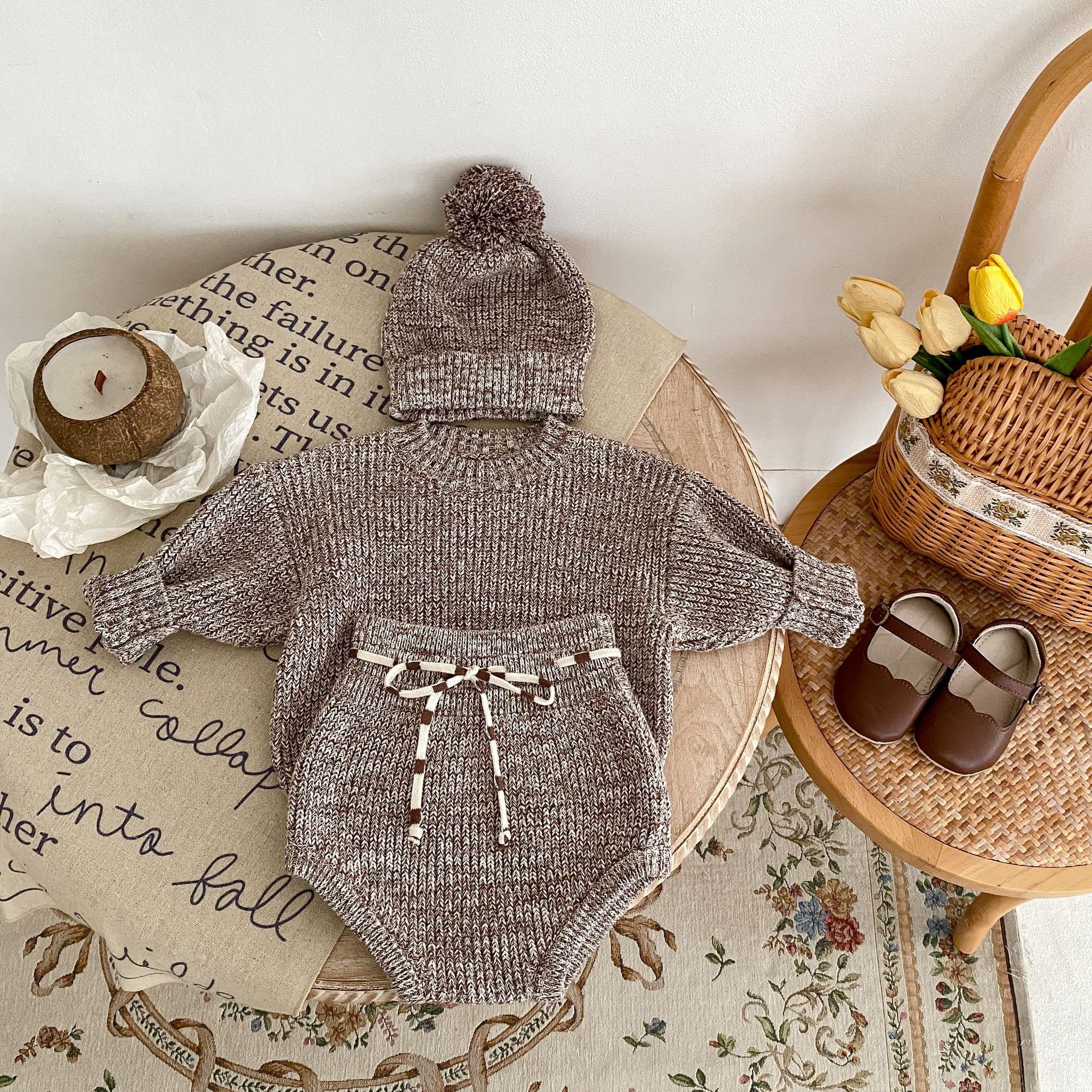 Cosy Brown Knitwear Set for Babies