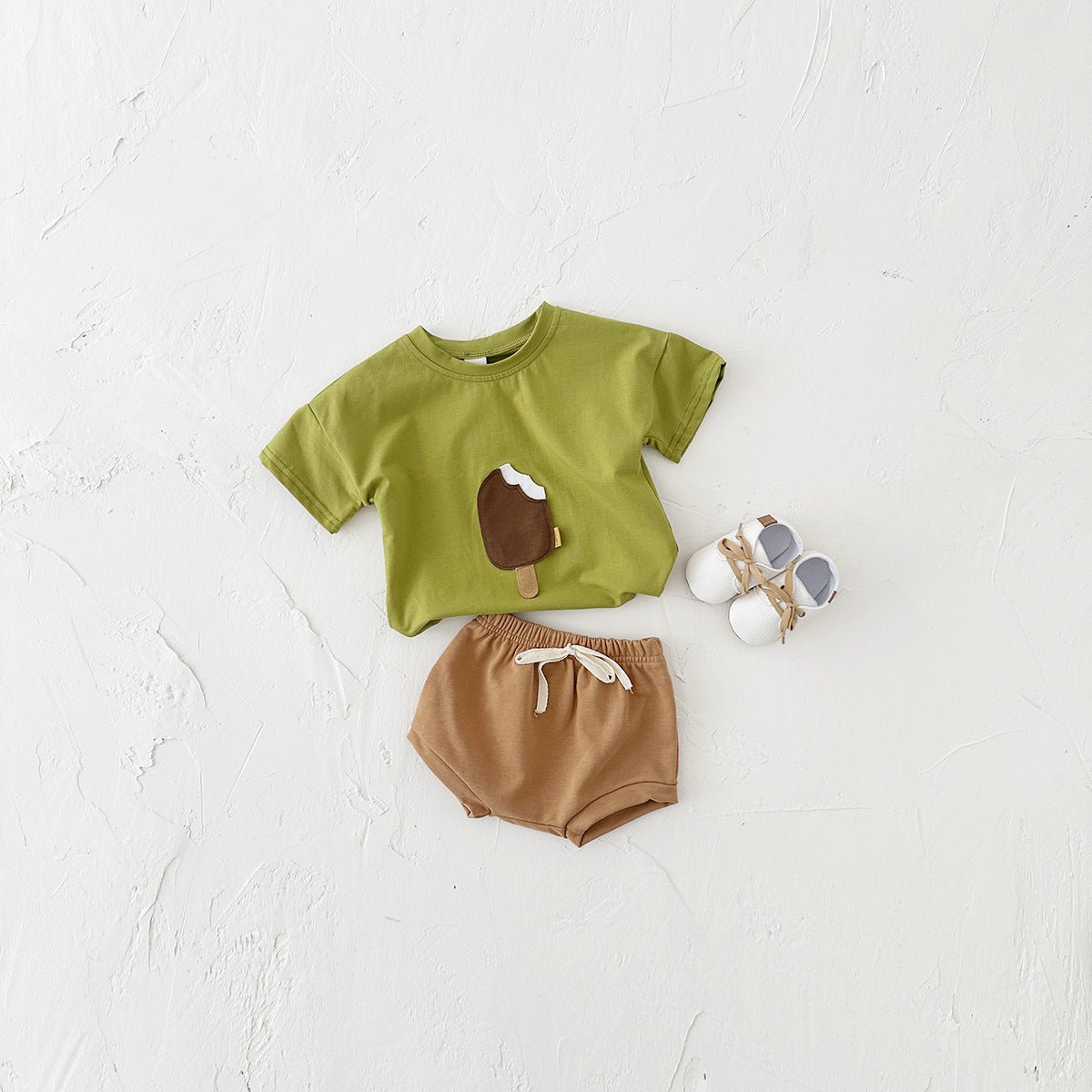 Cotton Round Neck Short-Sleeve Shorts & Suit