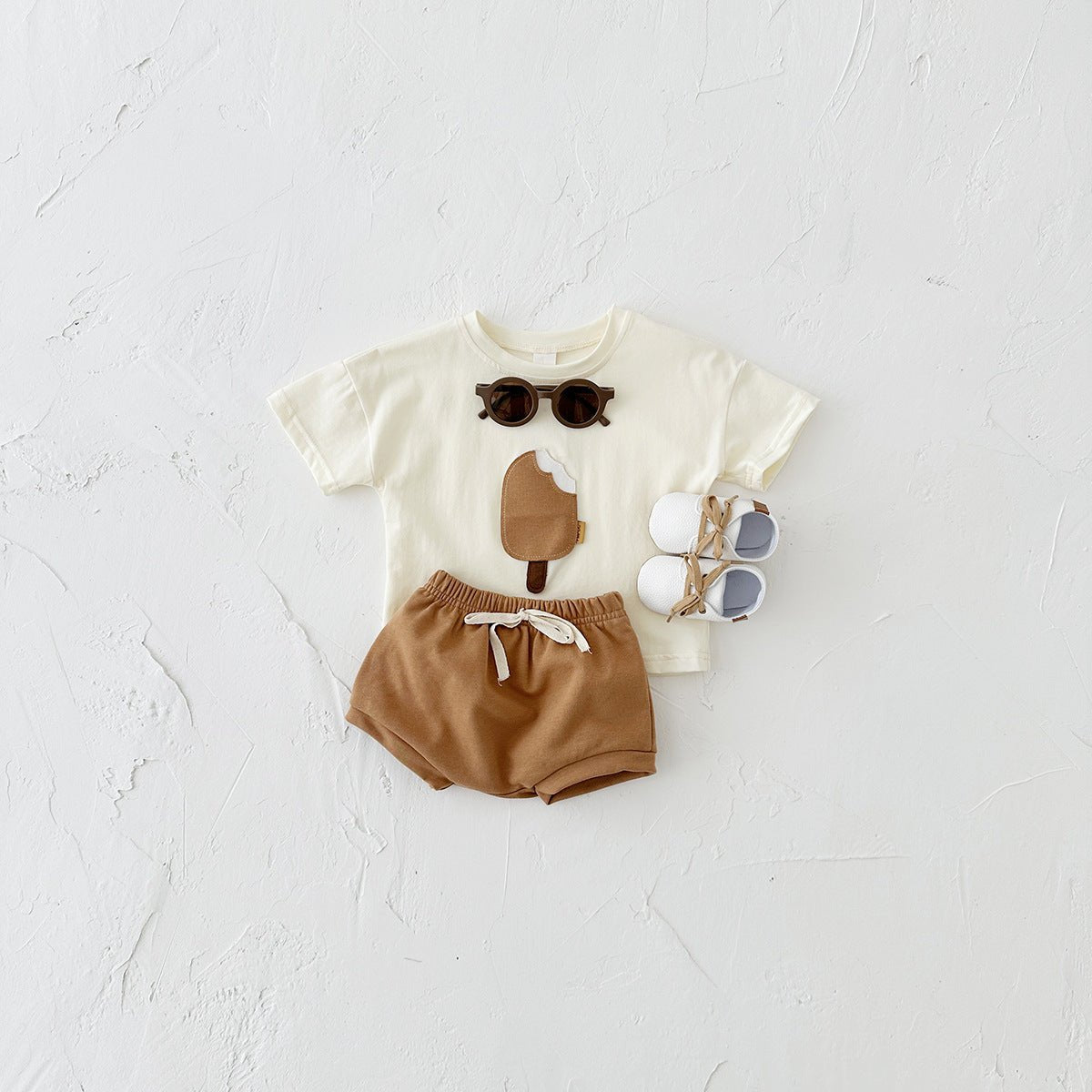 Cotton Round Neck Short-Sleeve Shorts & Suit