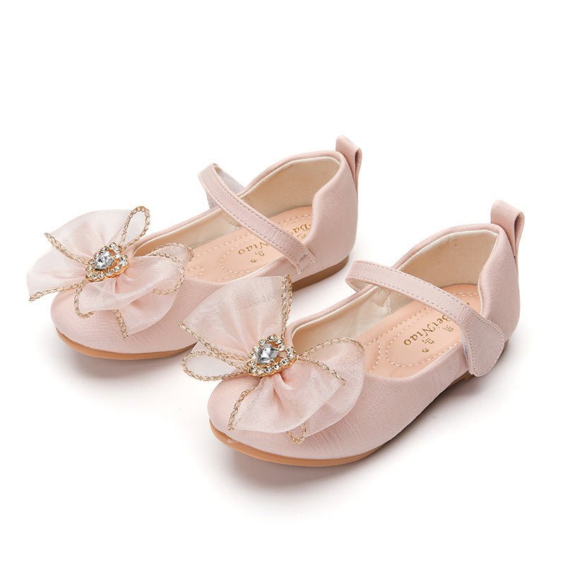 Girl's Elegant Rhinestone Bow Flats