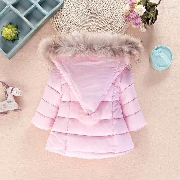 Girl's Hooded Cotton-Stuffed Coat