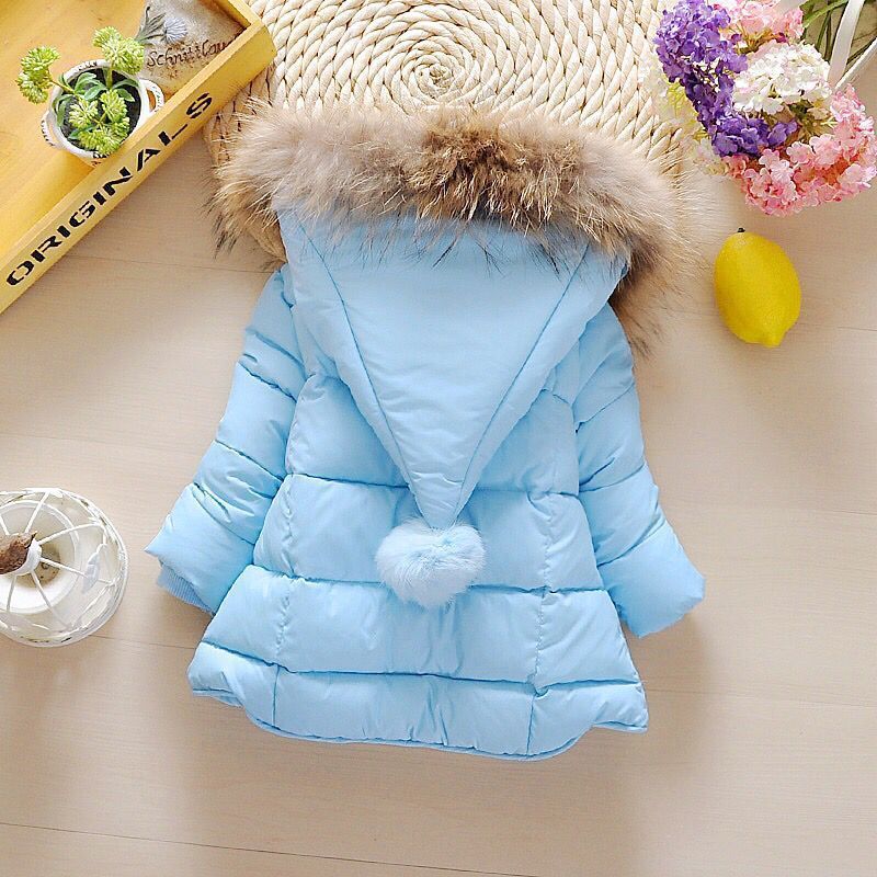 Girl's Hooded Cotton-Stuffed Coat