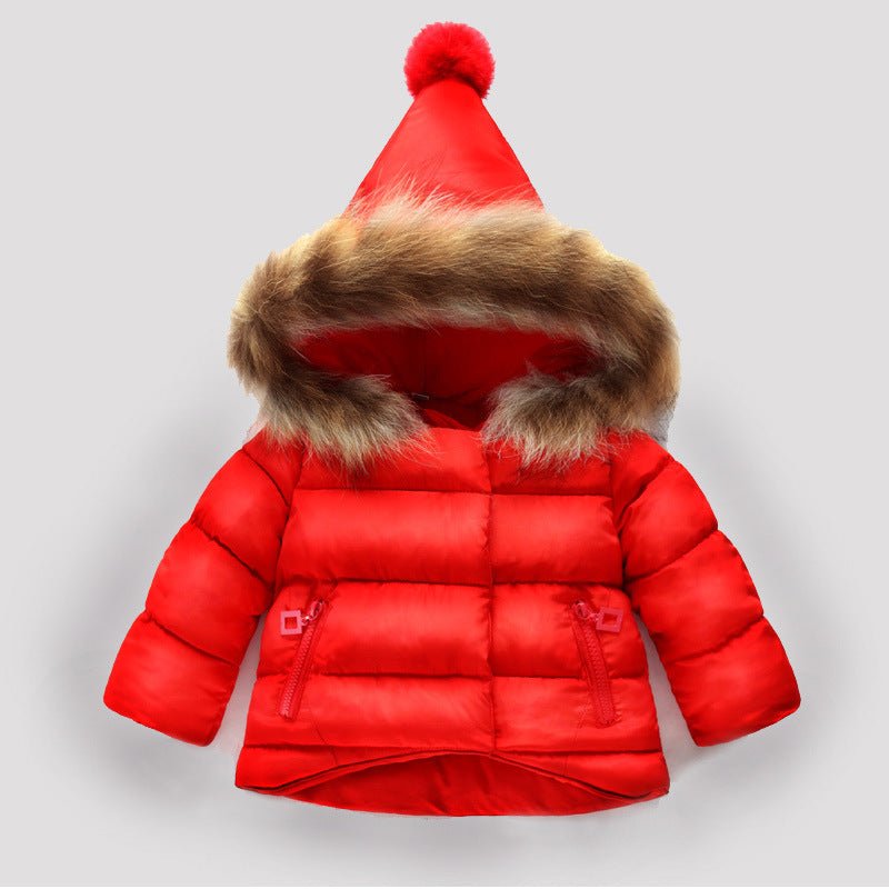 Girl's Hooded Cotton-Stuffed Coat