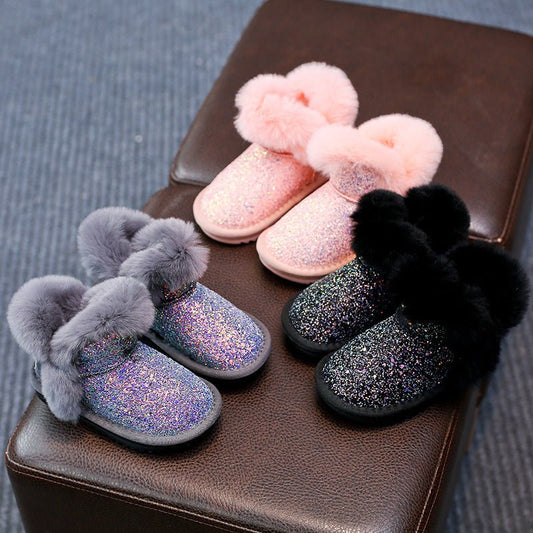 Girls Glitter & Fur Waterproof Boots