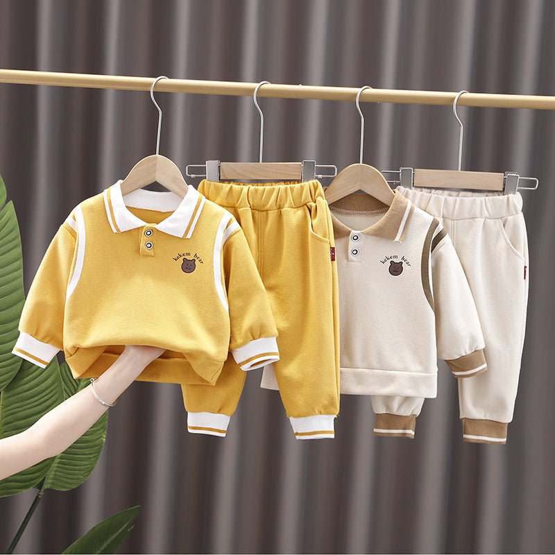 Kids' Lapel Sweatshirt and Jogger Set