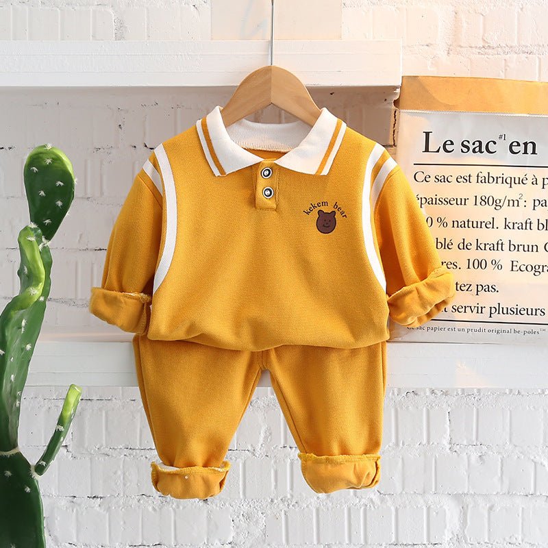 Kids' Lapel Sweatshirt and Jogger Set