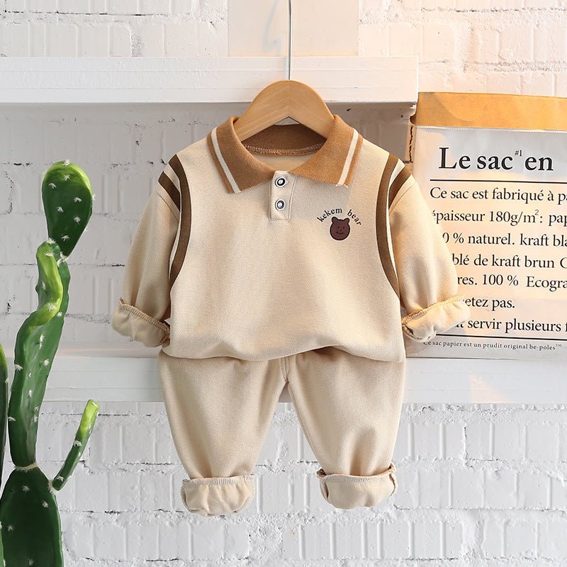 Kids' Lapel Sweatshirt and Jogger Set