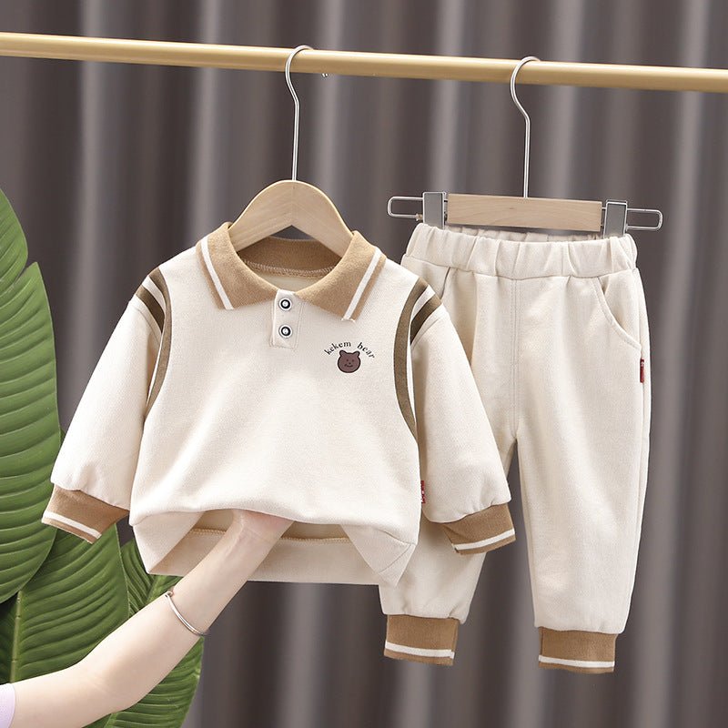 Kids' Lapel Sweatshirt and Jogger Set