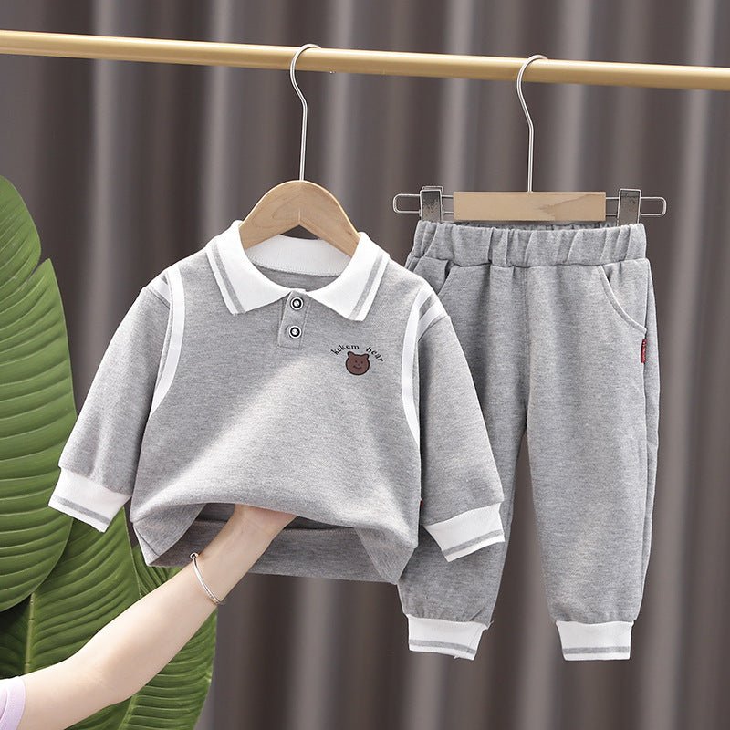 Kids' Lapel Sweatshirt and Jogger Set