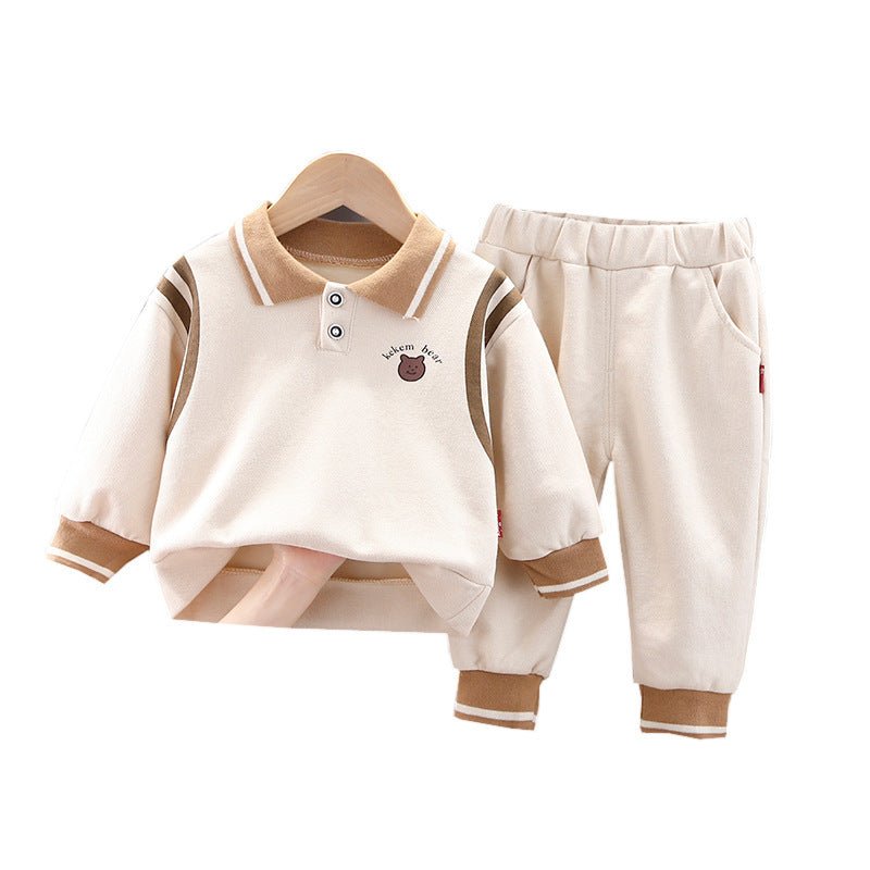 Kids' Lapel Sweatshirt and Jogger Set