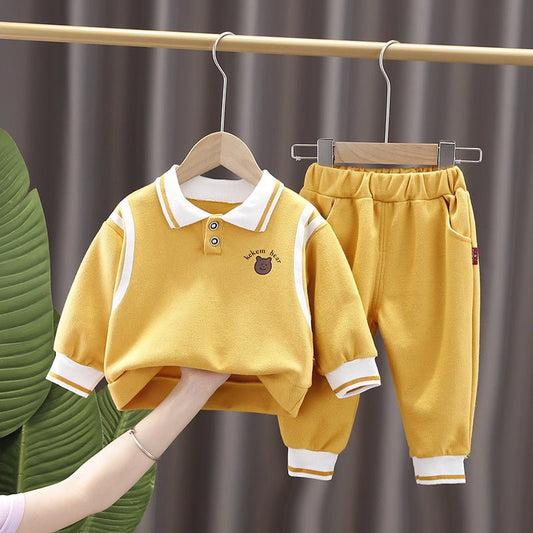 Kids' Lapel Sweatshirt and Jogger Set