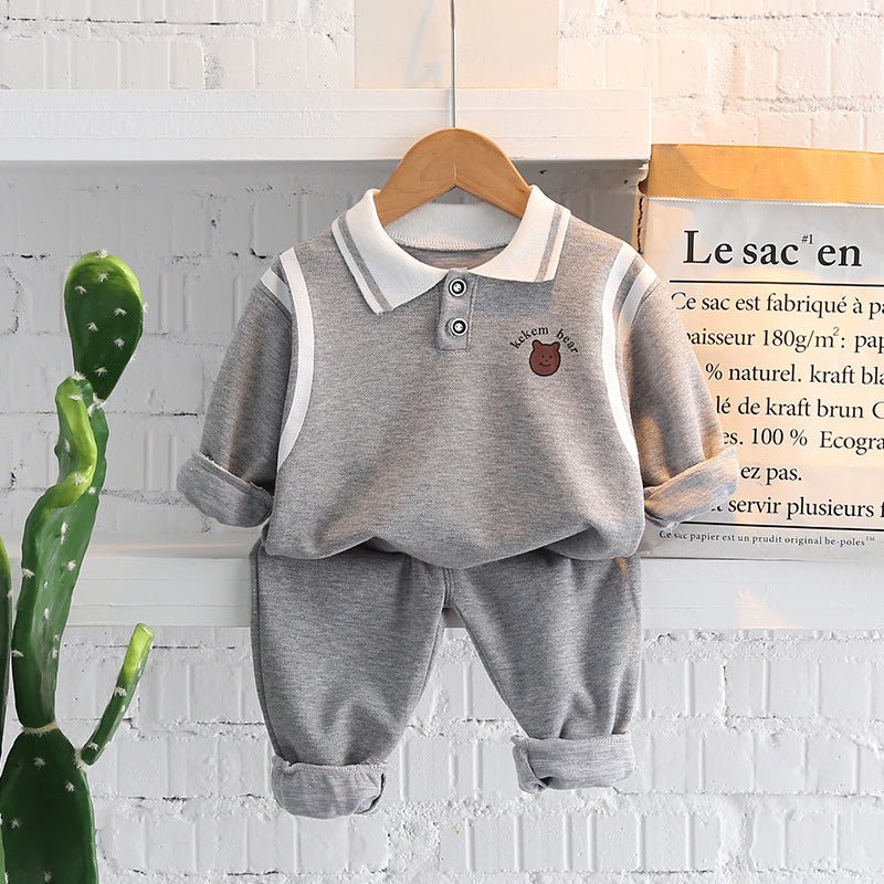 Kids' Lapel Sweatshirt and Jogger Set