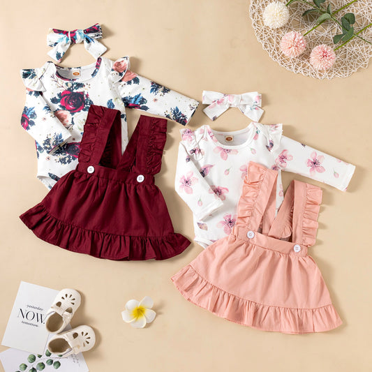 Long-Sleeved Baby Romper with Ruffled Overskirt