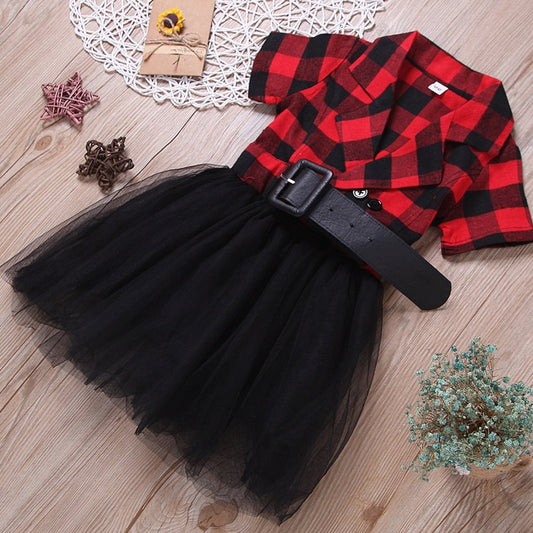 Elegant Plaid Tulle Dress