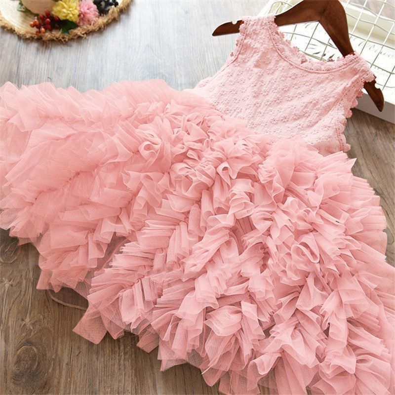 Girls Ruffled Tulle Princess Dress