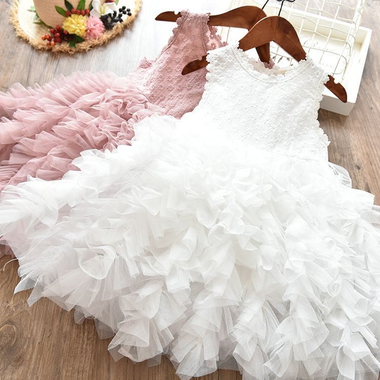 Girls Ruffled Tulle Princess Dress