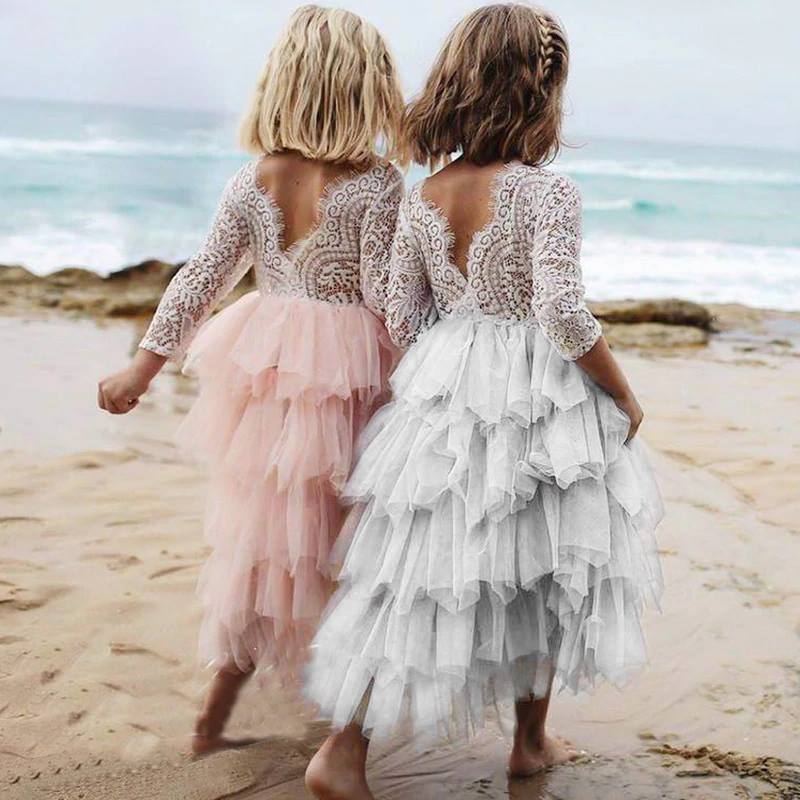 Girls Ruffled Tulle Princess Dress