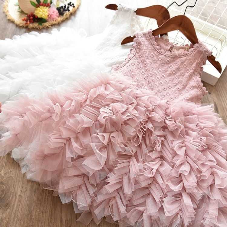 Girls Ruffled Tulle Princess Dress