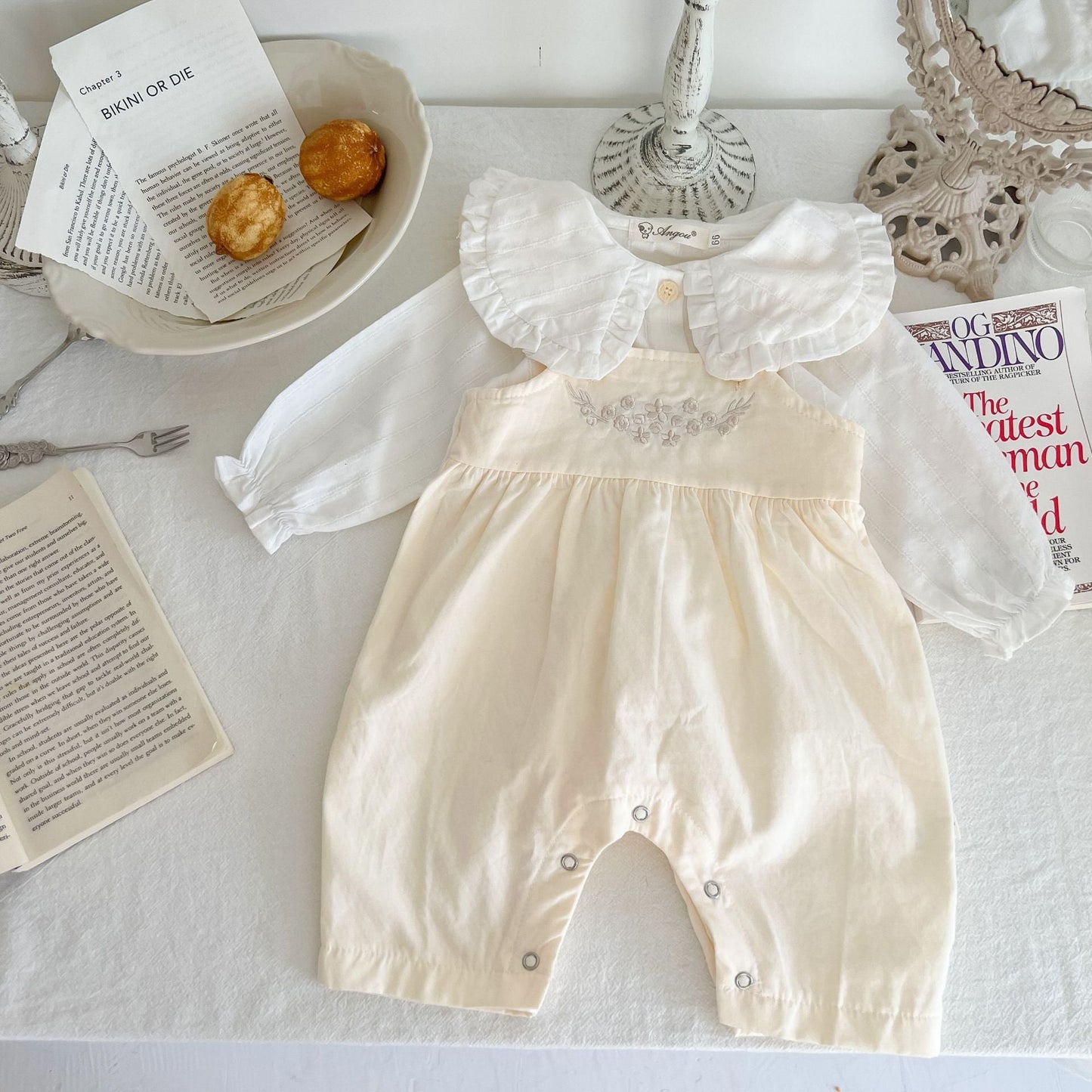 Vintage-Inspired Suspender Romper