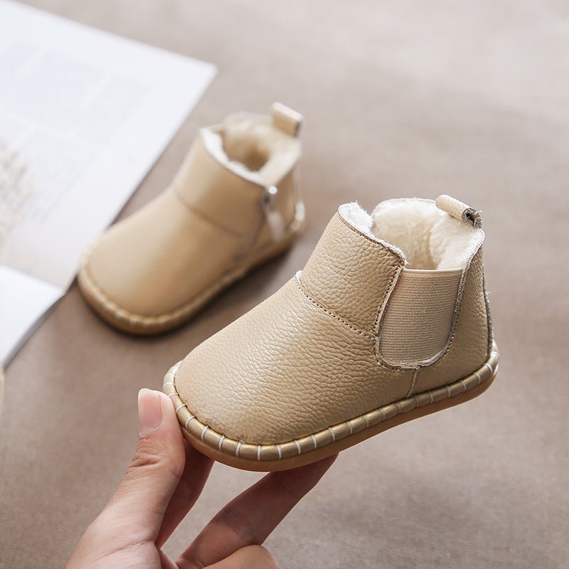 Baby Soft Sole Leather Cotton-Lined Boots