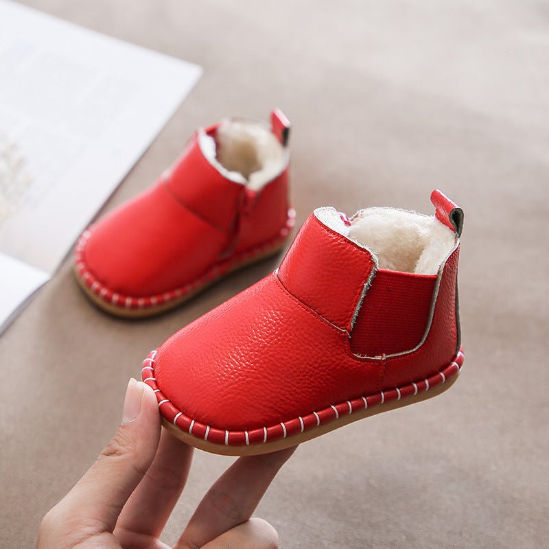 Baby Soft Sole Leather Cotton-Lined Boots