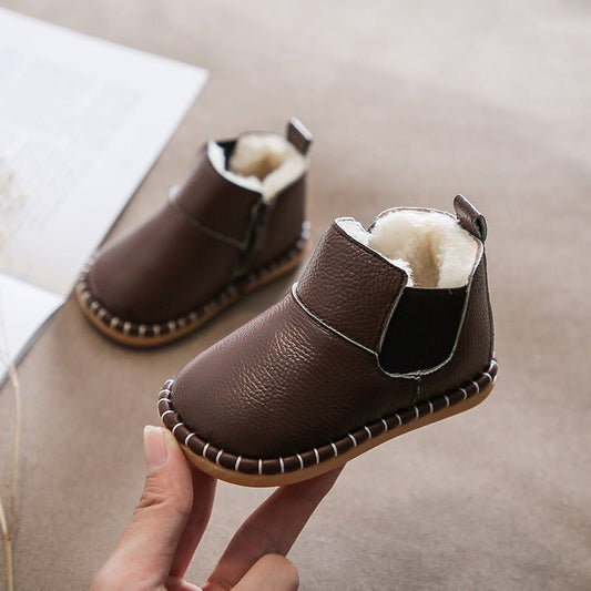 Baby Soft Sole Leather Cotton-Lined Boots